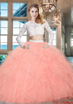 Lovely Two Piece Beaded and Ruffled Quinceanera Dress in Tulle and Lace