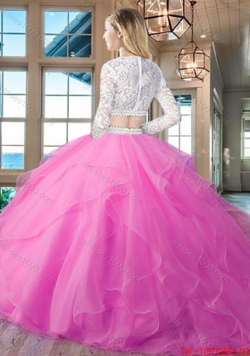 Luxurious Two Piece See Through Scoop Quinceanera Dress with Brush Train