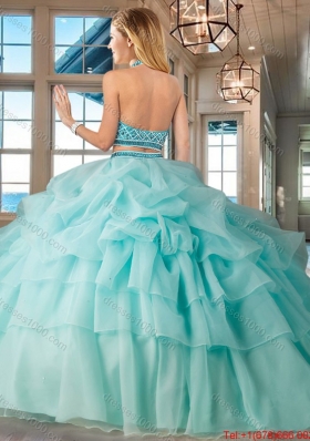 Most Popular Two Piece Lavender Brush Train Quinceanera Dress with Beading and Bubbles