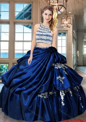 New Arrivals Scoop Beaded Bodice Taffeta Quinceanera Dress in Royal Blue