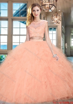 New Style Zipper Up Floor Length Sweet 16 Dress with Appliques and Ruffles