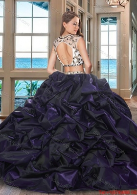 Perfect Embroideried and Bubble Burgundy Quinceanera Dress with Brush Train