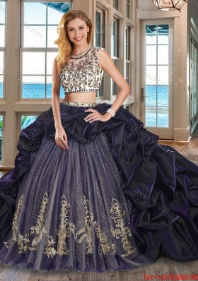 Perfect Embroideried and Bubble Burgundy Quinceanera Dress with Brush Train