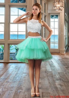 Elegant Puffy Bateau Brush Train Beading and Appliques Detachable Quinceanera Dresses in Apple Green