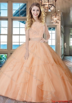 New Arrivals Ruffled and Laced Rose Pink Quinceanera Dress with Brush Train