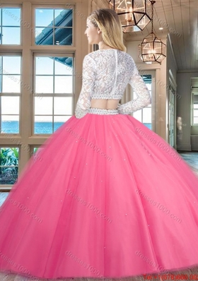 Romantic Two Piece Laced and Beaded Zipper Up Quinceanera Dress in Baby Blue