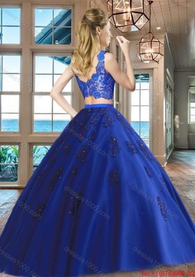 Gorgeous V Neck Royal Blue Quinceanera Dress with Appliques and Lace