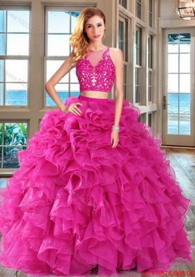 Perfect Aqua Blue Zipper Up Quinceanera Dress with Ruffles and Appliques