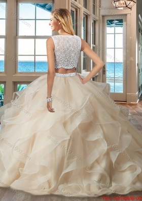 Beautiful Ball Gown Brush Train Side Zipper Light Blue Quinceanera Dresses with Bateau