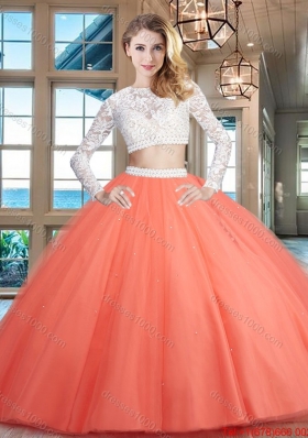 Wonderful Two Piece Zipper Up Tulle Quinceanera Dress with Lace and Beading