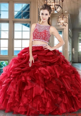 Lovely Puffy Beaded Bodice Ruffled and Bubble Quinceanera Dress in Organza