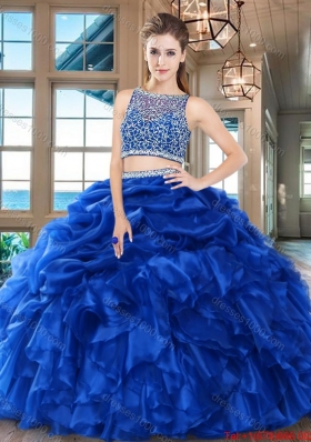 Lovely Puffy Beaded Bodice Ruffled and Bubble Quinceanera Dress in Organza