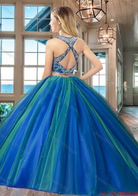 Luxurious Two Piece Beaded Bodice Criss Cross Quinceanera Dress in Tulle