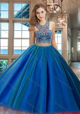 Luxurious Two Piece Beaded Bodice Criss Cross Quinceanera Dress in Tulle