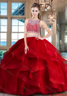 Luxurious Two Piece Side Zipper Quinceanera Dress with Ruffles and Beading