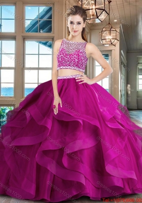 Luxurious Two Piece Side Zipper Quinceanera Dress with Ruffles and Beading