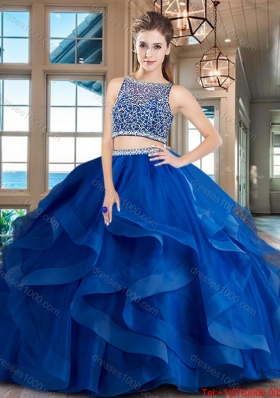 Luxurious Two Piece Side Zipper Quinceanera Dress with Ruffles and Beading