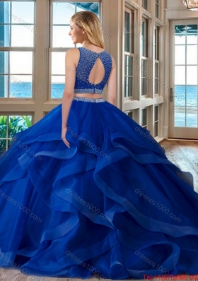 Simple Ball Gown Scoop Open Back Organza Red Quinceanera Dresses with Beading