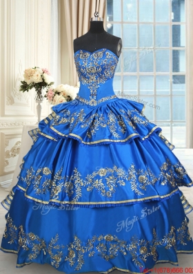 Best Selling Taffeta Beaded Quinceanera Dress with Embroidery and Ruffled Layers