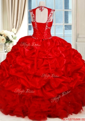 Gorgeous Organza and Taffeta Red Quinceanera Dress with Ruffles and Bubbles