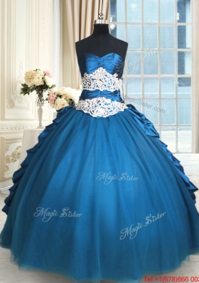 Modern Beaded and Bubble Teal Removable Quinceanera Dress in Tulle and Taffeta