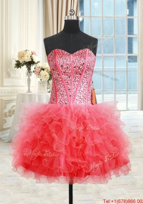 New Arrivals Two for One Visible Boning Quinceanera Dress with Ruffles and Beaded Bodice