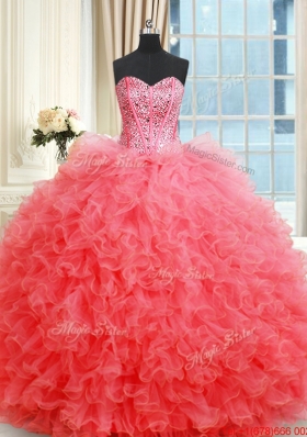 New Arrivals Two for One Visible Boning Quinceanera Dress with Ruffles and Beaded Bodice