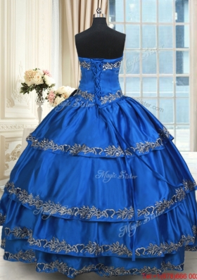 Popular Taffeta Beaded Quinceanera Dress with Ruffled Layers and Embroidery