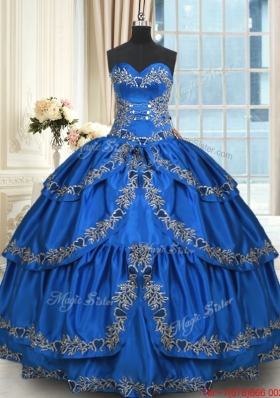 Popular Taffeta Beaded Quinceanera Dress with Ruffled Layers and Embroidery