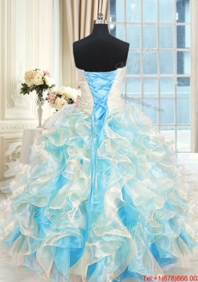 Pretty Organza Ruffled and Beaded Quinceanera Dress in Multi Color