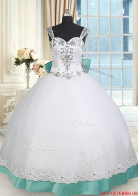 Discount Straps Taffeta and Tulle Quinceanera Dress with Lacework and Bowknot