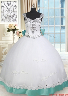 Discount Straps Taffeta and Tulle Quinceanera Dress with Lacework and Bowknot