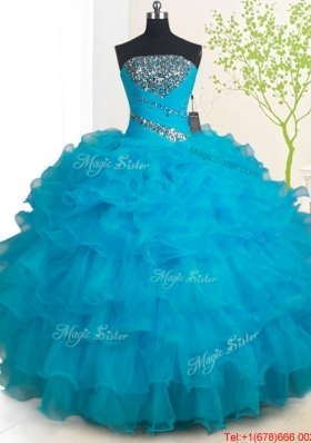 Discount Zipper Up Strapless Quinceanera Dress with Ruffled Layers and Beading