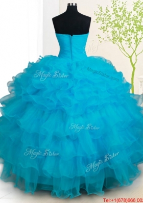 Discount Zipper Up Strapless Quinceanera Dress with Ruffled Layers and Beading