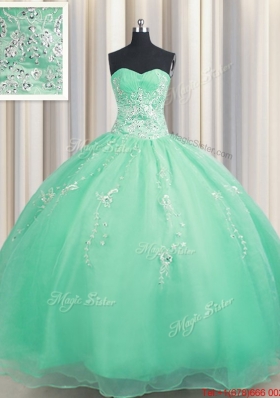 Hot Sale Zipper Up Turquoise Quinceanera Dress with Appliques and Beading