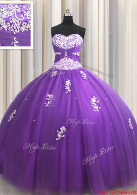 New Arrivals Applique and Beaded Eggplant Purple Quinceanera Dress with Zipper Up