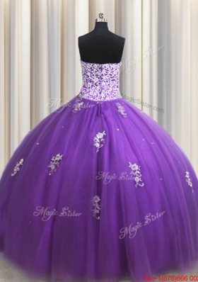 New Arrivals Applique and Beaded Eggplant Purple Quinceanera Dress with Zipper Up