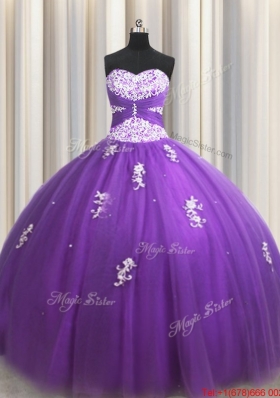 New Arrivals Applique and Beaded Eggplant Purple Quinceanera Dress with Zipper Up