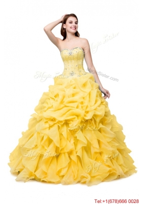 Beautiful Puffy Sweetheart Organza Quinceanera Dress with Beading