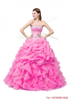 Beautiful Puffy Sweetheart Organza Quinceanera Dress with Beading