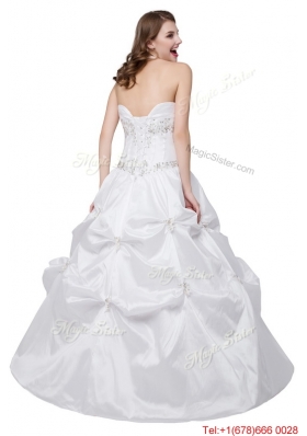 Elegant Puffy Halter Taffeta Beaded and Bubbles Quinceanera Dress in White