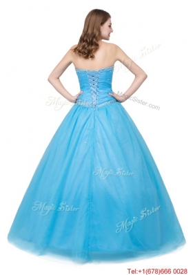 Simple Sweetheart Tulle Apple Green Quinceanera Dress with Beading