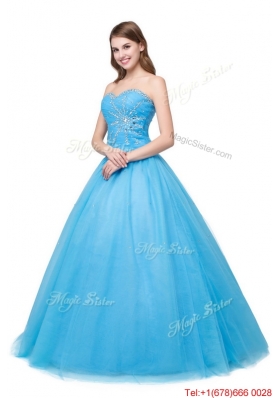 Simple Sweetheart Tulle Apple Green Quinceanera Dress with Beading