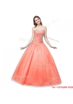 Simple Sweetheart Tulle Apple Green Quinceanera Dress with Beading