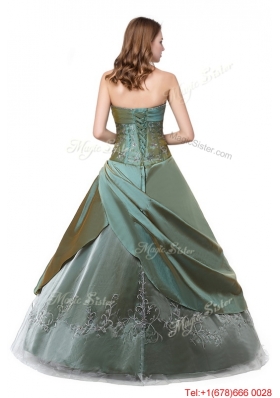 Puffy Strapless Organza Long Quinceanera Dress with Embroidery