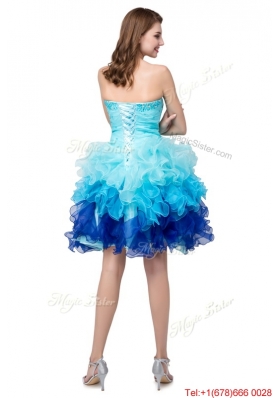 Puffy Sweetheart Multi Color Short Prom Dresses with Beading and Ruffles