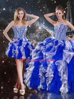 Dramatic Floor Length Lace Up Quinceanera Dress Multi-color for Military Ball and Sweet 16 and Quinceanera with Ruffles