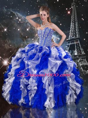 Dramatic Floor Length Lace Up Quinceanera Dress Multi-color for Military Ball and Sweet 16 and Quinceanera with Ruffles