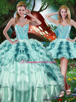 Floor Length Multi-color 15th Birthday Dress Sweetheart Sleeveless Lace Up
