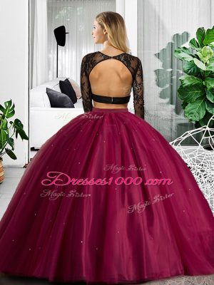 Dark Green Long Sleeves Floor Length Lace and Ruching Backless Quinceanera Gowns